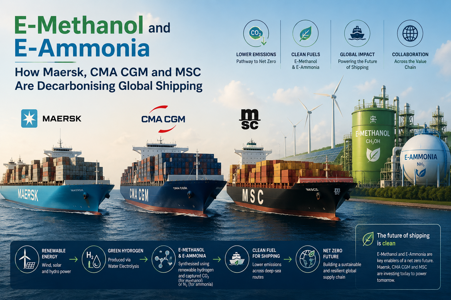 E-Methanol and E-Ammonia: How Maersk, CMA CGM and MSC Are Decarbonising Global Shipping